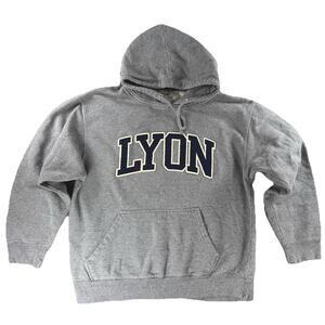Lyon College Hoodie Gray MV Sport Classic Fleece L Pullover Arkansas Spellout